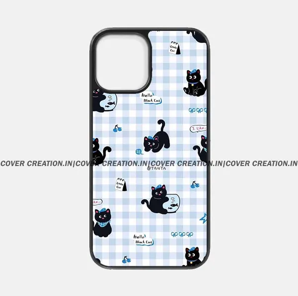 Hello_Black_Cat_Checks_Premium_Glossy_Phone_Silicon_Case
