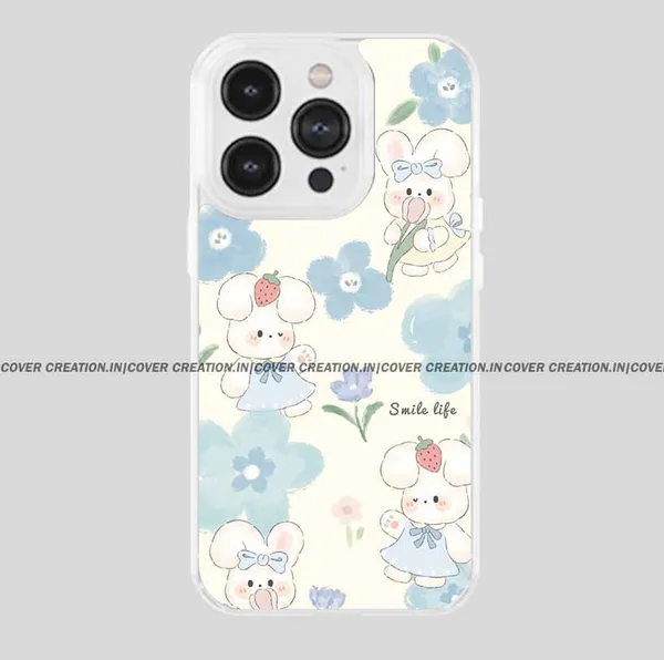 White_&_Sky_Blue_Soft_TPU_&_Metal_Back_Cover_For_Mobile_Phone