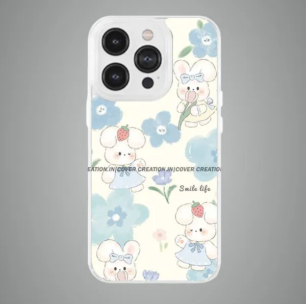 White_&_Sky_Blue_Soft_TPU_&_Metal_Back_Cover_For_Mobile_Phone