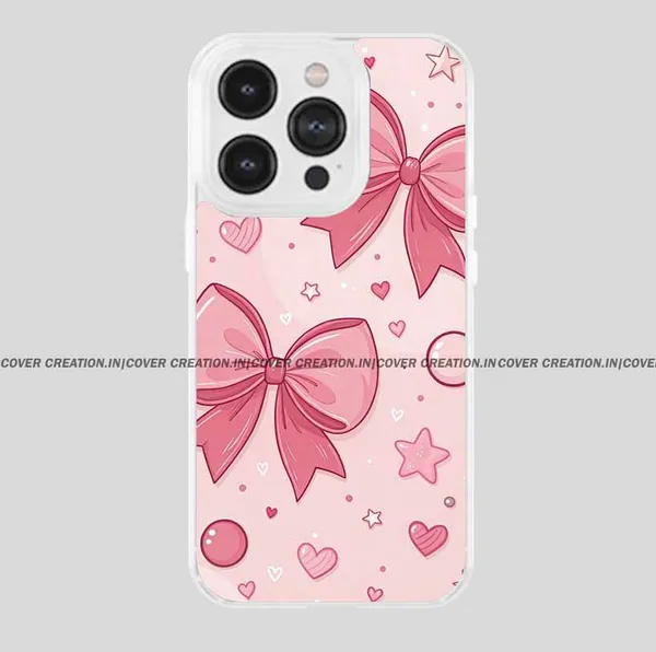 Pink_Off_white_Soft_TPU_&_Metal_Back_Cover_For_Mobile_Phone