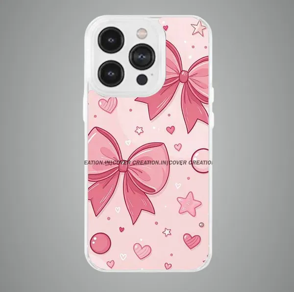 Pink_Off_white_Soft_TPU_&_Metal_Back_Cover_For_Mobile_Phone