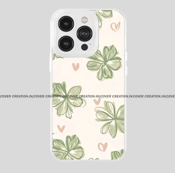 Green_&_Off_white_Soft_TPU_&_Metal_Back_Cover_For_Mobile_Phone