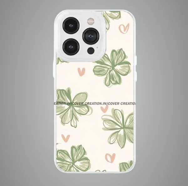 Green_&_Off_white_Soft_TPU_&_Metal_Back_Cover_For_Mobile_Phone