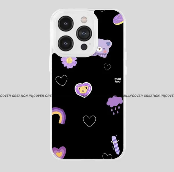 Black_&_Purple_Soft_TPU_&_Metal_Back_Cover_For_Mobile_Phone
