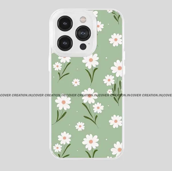 Green_&_Off_white_Soft_TPU_&_Metal_Back_Cover_For_Mobile_Phone