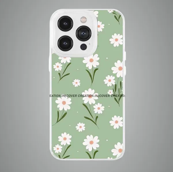 Green_&_Off_white_Soft_TPU_&_Metal_Back_Cover_For_Mobile_Phone