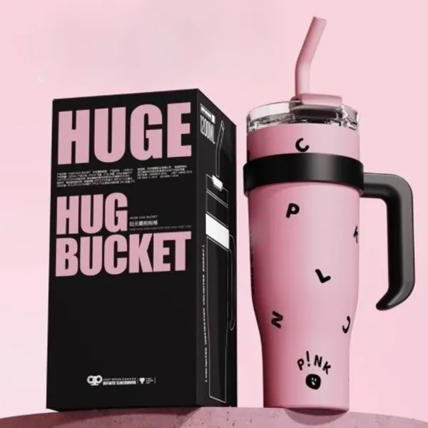 Pink_black_large_capacity_insulated_tumbler_40oz_1200_ml_Car_Mug_Water_Bottle_with_handle_and_straw