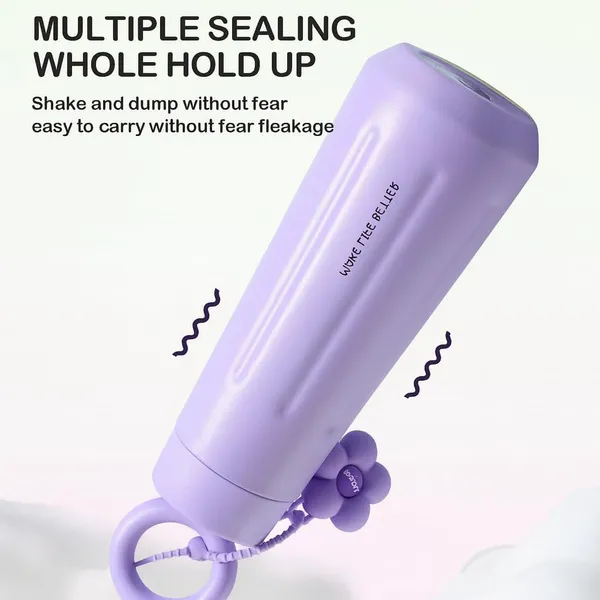 New_Fashion_Stainless_Steel_316_Insulated_Tumbler_Water_Bottle_450ml_for_Girls_Leak_Proof_Thermos_Flask_Ring_Handle_With_Flower_Charm_Cute_Light_Purple_Travel_Coffee_Mug_Gift_Hot_and_Cold_Bottle
