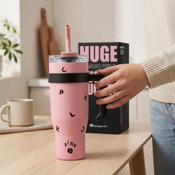 Pink_black_large_capacity_insulated_tumbler_40oz_1200_ml_Car_Mug_Water_Bottle_with_handle_and_straw