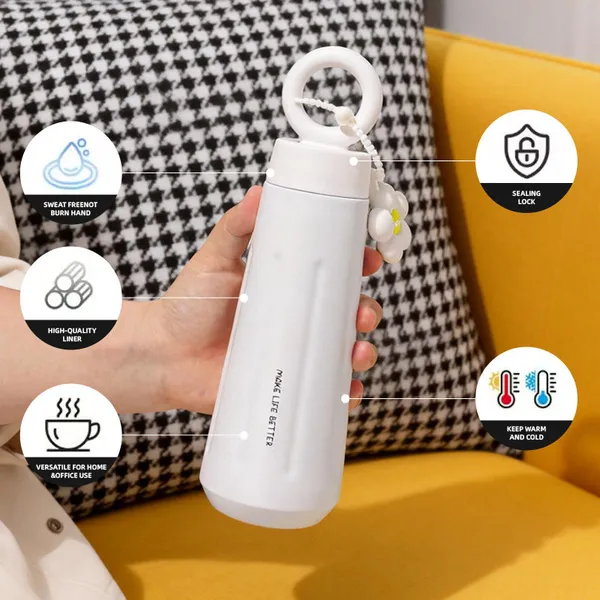 Lapocci_Cute_Stainless_Steel_316_Insulated_Tumbler_Water_Bottle_450ml_for_Girls_Leak_Proof_Thermos_Flask_Ring_Handle_With_Flower_Charm_Cute_White_Travel_Coffee_Mug_Gift_Hot_and_Cold_Bottle