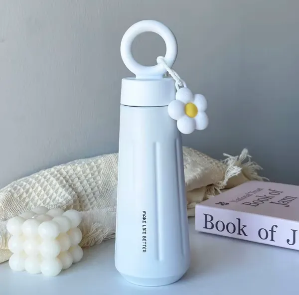 Lapocci_Cute_Stainless_Steel_316_Insulated_Tumbler_Water_Bottle_450ml_for_Girls_Leak_Proof_Thermos_Flask_Ring_Handle_With_Flower_Charm_Cute_White_Travel_Coffee_Mug_Gift_Hot_and_Cold_Bottle