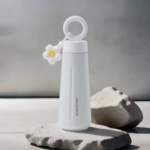 Lapocci_Cute_Stainless_Steel_316_Insulated_Tumbler_Water_Bottle_450ml_for_Girls_Leak_Proof_Thermos_Flask_Ring_Handle_With_Flower_Charm_Cute_White_Travel_Coffee_Mug_Gift_Hot_and_Cold_Bottle