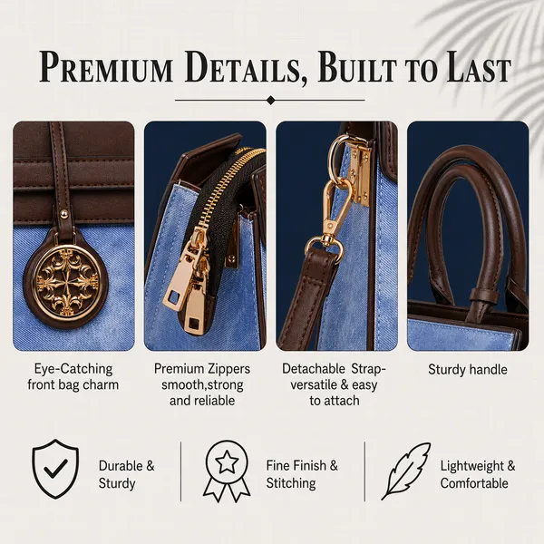 Blue_Florenza_Structured_Satchel_Handbag_Mall_2_Compartments_3_Inner_For_Women