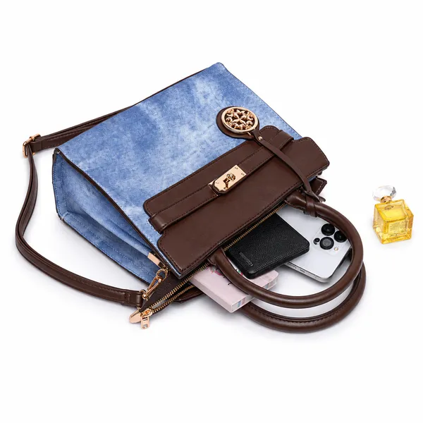 Blue_Florenza_Structured_Satchel_Handbag_Mall_2_Compartments_3_Inner_For_Women
