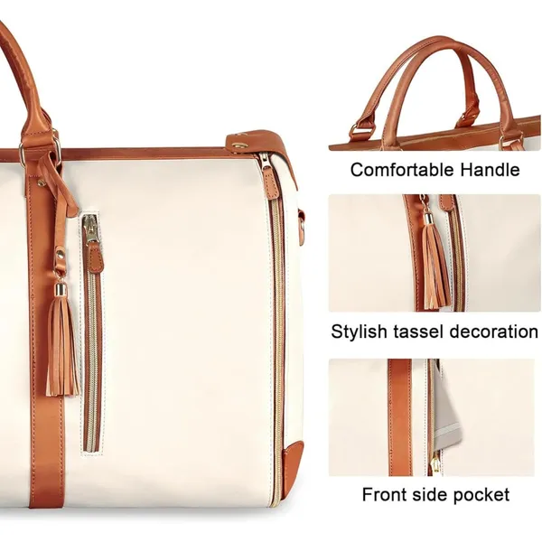 Beige_Foldable_Duffle_Bag_Travel_Convertible_Carry_On_Large_Size_Garments_For_Women