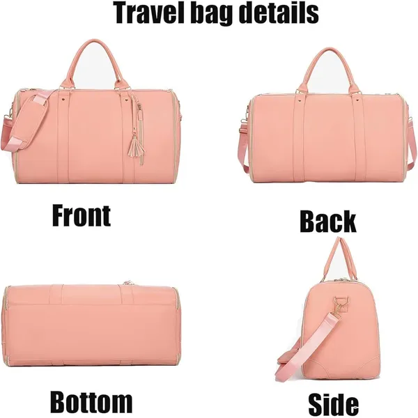 Pink_Foldable_Duffle_Bag_Travel_Convertible_Carry_On_Large_Size_Garments_For_Women