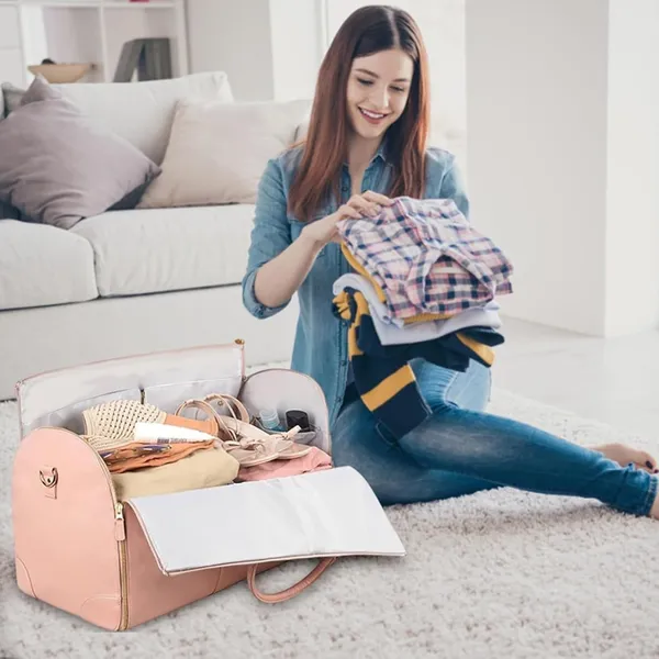 Pink_Foldable_Duffle_Bag_Travel_Convertible_Carry_On_Large_Size_Garments_For_Women