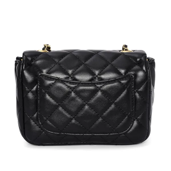 Black_Elegant_Quilted_Sling_Bag_Tylish_Faux_Leather_Crossbody_Adjustable_For_Women