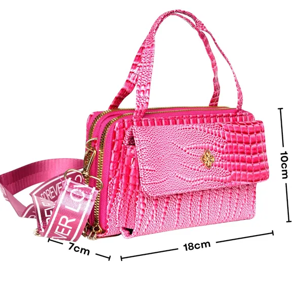 Hot_Pink_Crococharm_Pu_Leather_Mini_Sling_Bag_Mini_Crossbody_Dual_For_Women