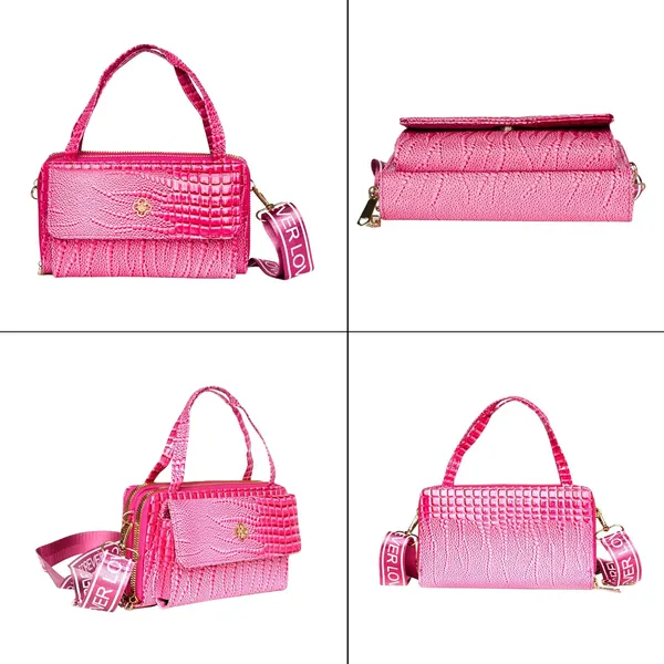 Hot_Pink_Crococharm_Pu_Leather_Mini_Sling_Bag_Mini_Crossbody_Dual_For_Women