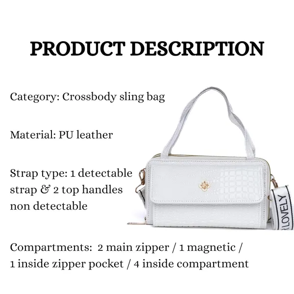 White_Crococharm_Pu_Leather_Mini_Sling_Bag_Mini_Crossbody_Dual_For_Women
