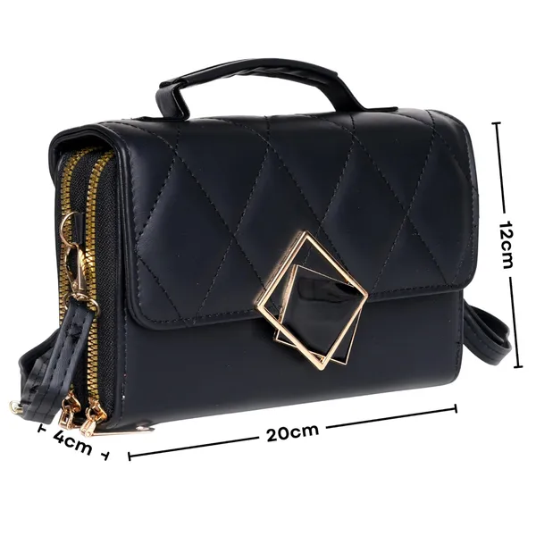 Black_Mini_Sling_Bag_Crossbody_Quilted_Pu_Leather_Purse_Dual_For_Women