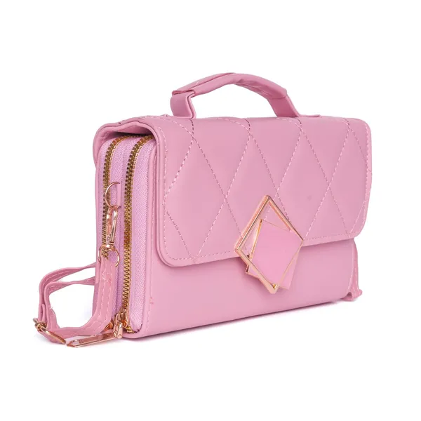 Pink_Mini_Sling_Bag_Crossbody_Quilted_Pu_Leather_Purse_Dual_For_Women
