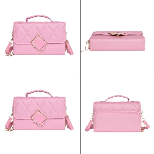 Pink_Mini_Sling_Bag_Crossbody_Quilted_Pu_Leather_Purse_Dual_For_Women