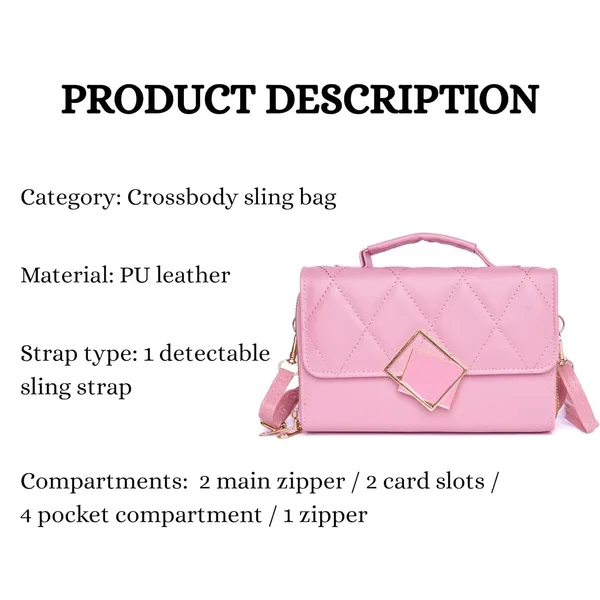 Pink_Mini_Sling_Bag_Crossbody_Quilted_Pu_Leather_Purse_Dual_For_Women