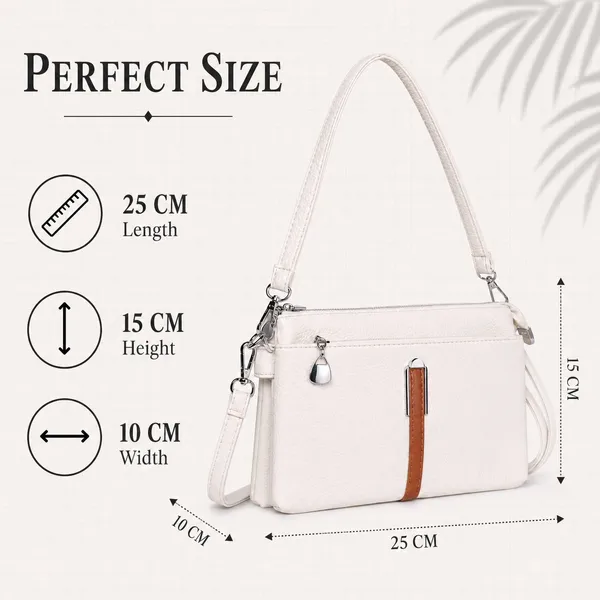 White_Tri_Section_Sling_Bag_1_Main_Compartment_3_For_Women