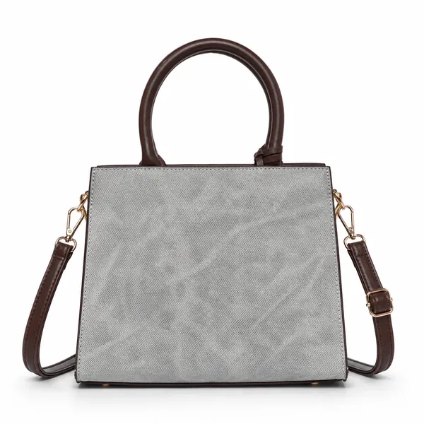 Grey_Florenza_Structured_Satchel_Handbag_Mall_2_Compartments_3_Inner_For_Women