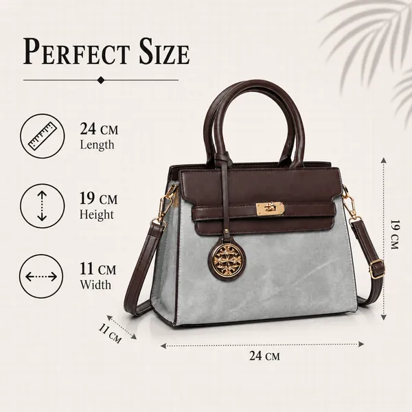 Grey_Florenza_Structured_Satchel_Handbag_Mall_2_Compartments_3_Inner_For_Women