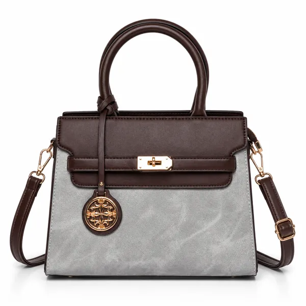 Grey_Florenza_Structured_Satchel_Handbag_Mall_2_Compartments_3_Inner_For_Women