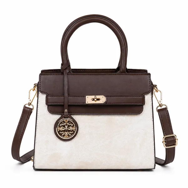 Beige_Florenza_Structured_Satchel_Handbag_Mall_2_Compartments_3_Inner_For_Women