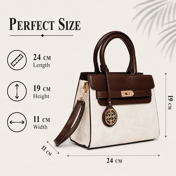 Beige_Florenza_Structured_Satchel_Handbag_Mall_2_Compartments_3_Inner_For_Women