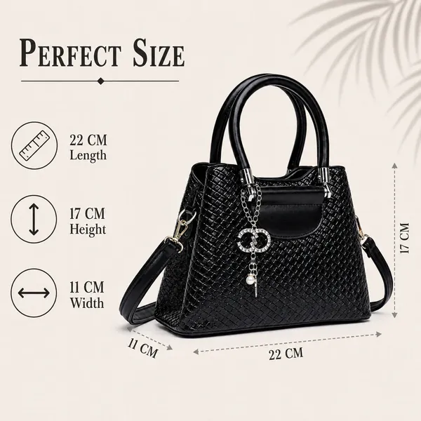 Black_Vexa_Textured_Satchel_Handbag_3_Compartments_Mini_Top_Handle_Bag_For_Women