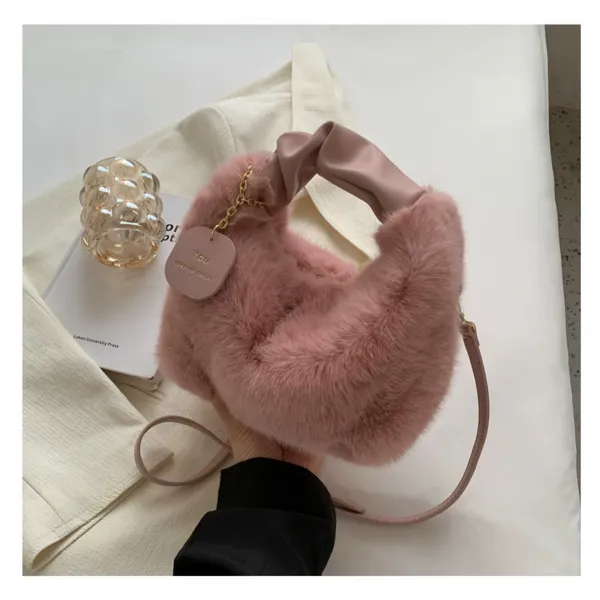 SANTORINI_Fury_Fur_Sling_bag_for_women_Latest_|_Soft_Fur_Hand_&_Crossbody_bag_For_woman_with_Strap_and_Zippered_Compartment.