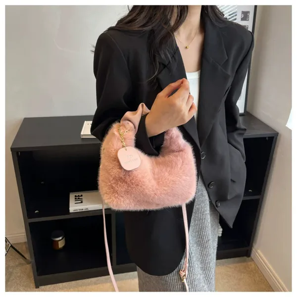 SANTORINI_Fury_Fur_Sling_bag_for_women_Latest_|_Soft_Fur_Hand_&_Crossbody_bag_For_woman_with_Strap_and_Zippered_Compartment.