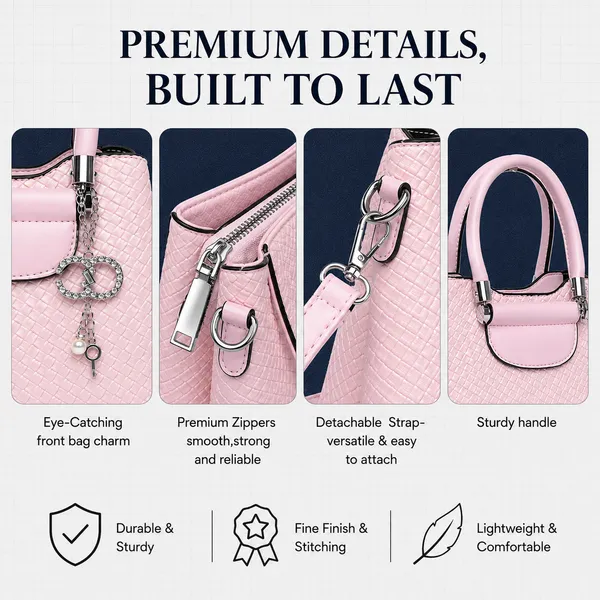 Pink_Vexa_Textured_Satchel_Handbag_3_Compartments_Mini_Top_Handle_Bag_For_Women