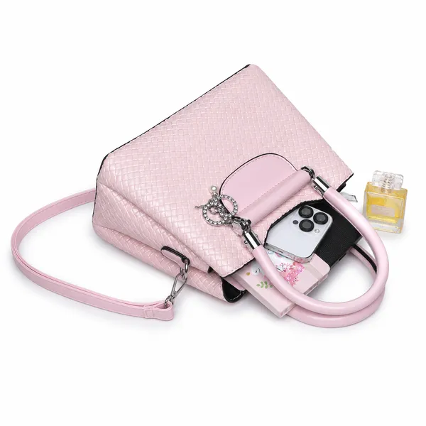 Pink_Vexa_Textured_Satchel_Handbag_3_Compartments_Mini_Top_Handle_Bag_For_Women