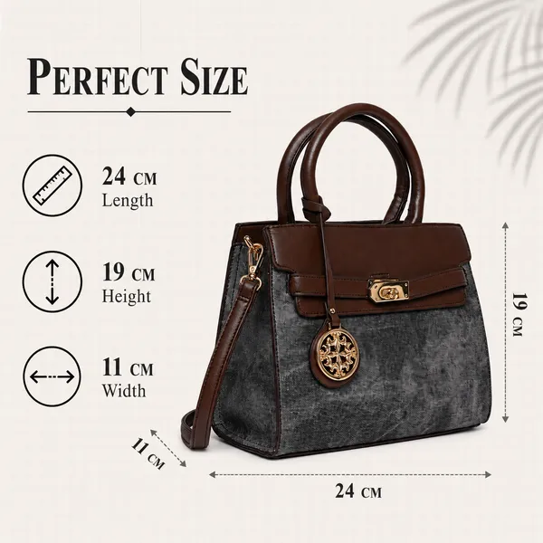 Black_Florenza_Structured_Satchel_Handbag_Mall_2_Compartments_3_Inner_For_Women