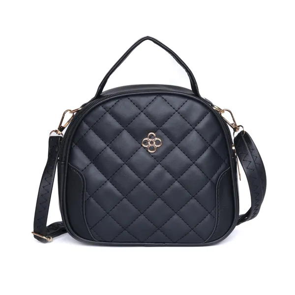 Black_Aria_Quilted_Ling_Bag_Compact_Pu_Leather_Handbag_Adjustable_For_Women