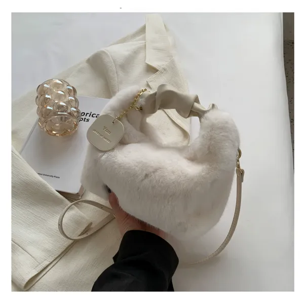 SANTORINI_Fury_Fur_Sling_bag_for_women_Latest_|_Soft_Fur_Hand_&_Crossbody_bag_For_woman_with_Strap_and_Zippered_Compartment.