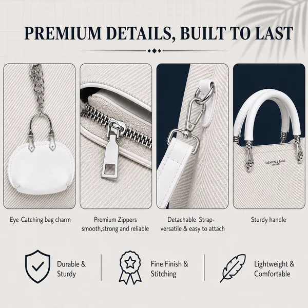White_Small_Satchel_Bag_3_Compartment_Sling_Strap_Structured_Small_For_Women