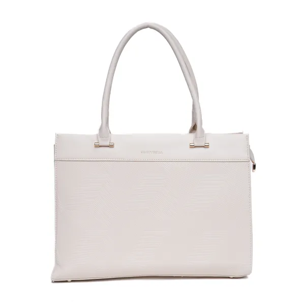 White_Beauty_Bella_Clat_Structured_Tote_Bag_Office_Handbag_For_Women