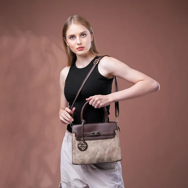 Brown_Florenza_Structured_Satchel_Handbag_Mall_2_Compartments_3_Inner_For_Women