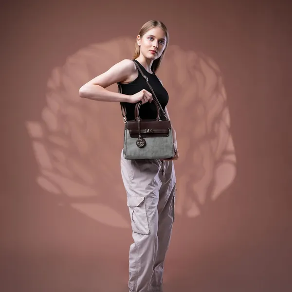Grey_Florenza_Structured_Satchel_Handbag_Mall_2_Compartments_3_Inner_For_Women