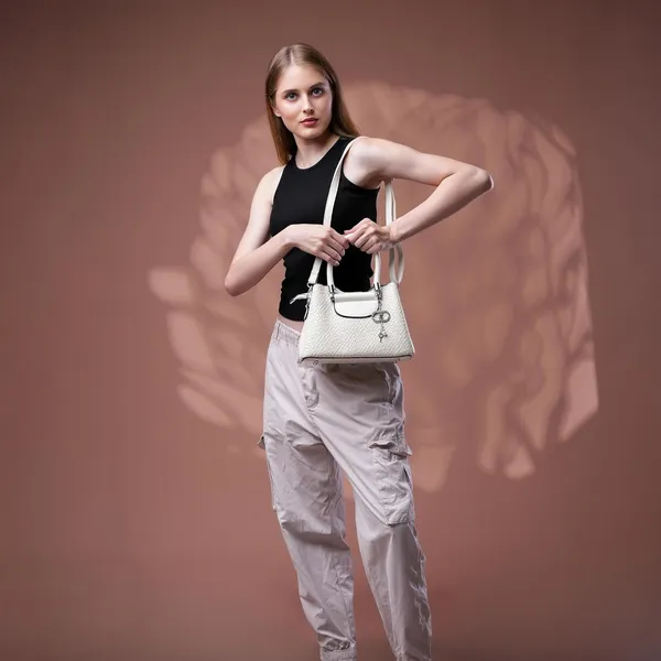 White_Vexa_Textured_Satchel_Handbag_3_Compartments_Mini_Top_Handle_Bag_For_Women