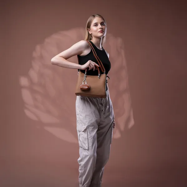 Brown_Small_Satchel_Bag_3_Compartment_Sling_Strap_Structured_Small_For_Women