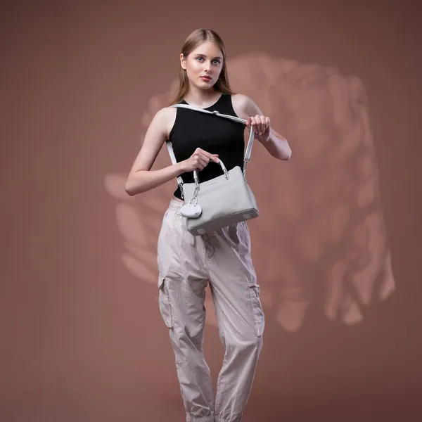 Grey_Small_Satchel_Bag_3_Compartment_Sling_Strap_Structured_Small_For_Women
